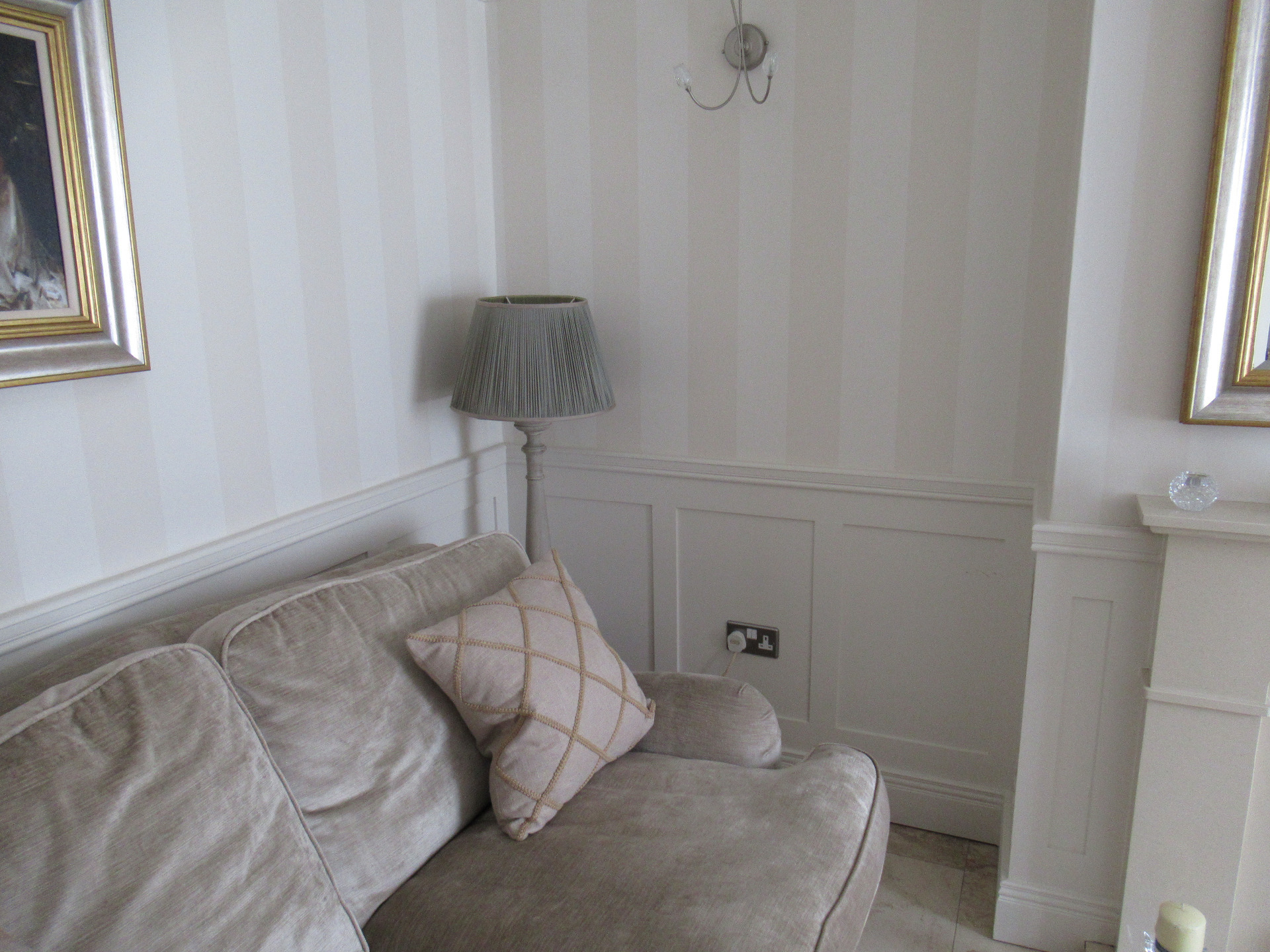 Half wall panelling in sitting room renovation installed by Elite Building Services Swords